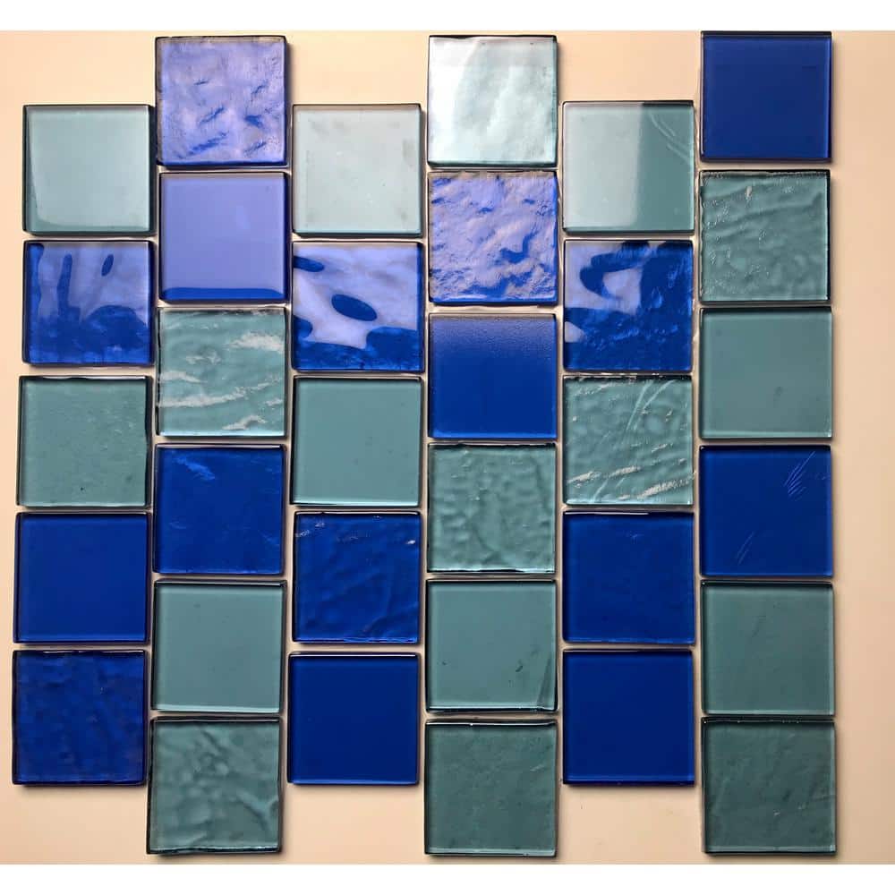 Landscape Blue Glossy Glass Mosaic Tile for Pools and Kitchens