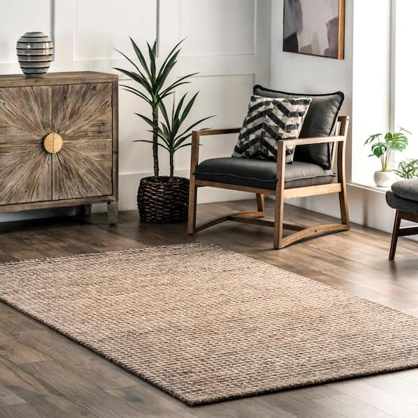 Melrose Checked Wool Brown 9 ft. x 12 ft. Area Rug