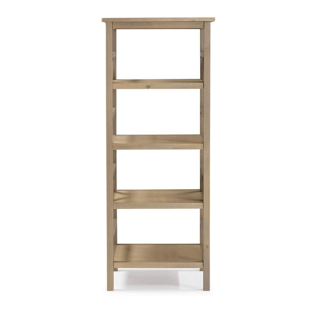 Rustic Gray Pine Wood 4-Shelf Bookcase