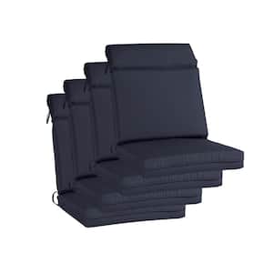 20 in. x 17 in. Outdoor High Back Dining Chair Cushion in Navy Blue (4-Pack)