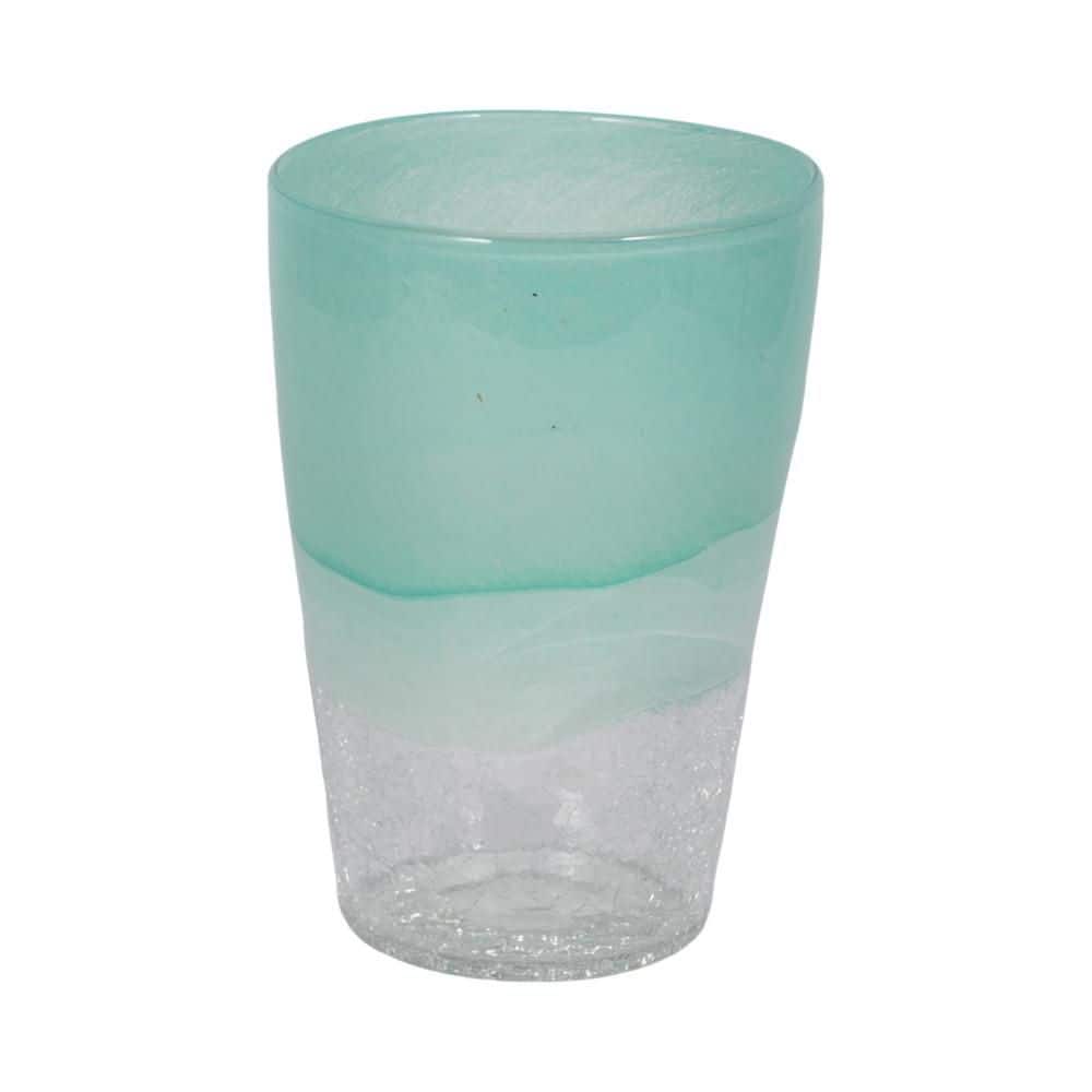 Liv & Skye 9 in. Blue Glass Cylinder Decorative Vase with Dual