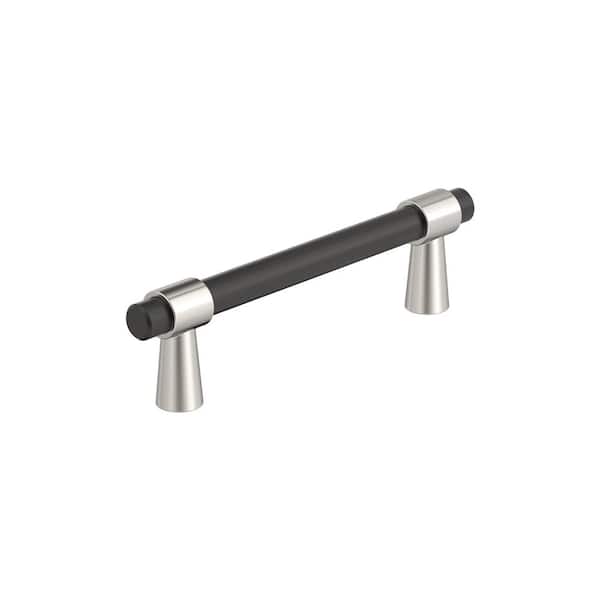 Mergence 3-3/4 in. (96mm) Modern Matte Black/Polished Nickel Bar Cabinet Pull