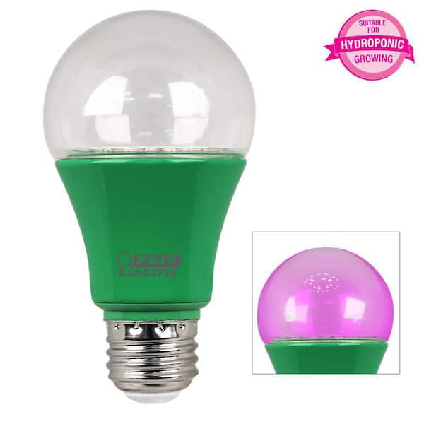 4.5 H x 2.25 D 448nm Blue to 630nm red spectrums Feit Electric A19/GROW/LEDG2/BX 60W Equivalent 9W Indoor Greenhouse Garden Outdoor Full Non-Dimmable A19 Plant Grow Light Bulb