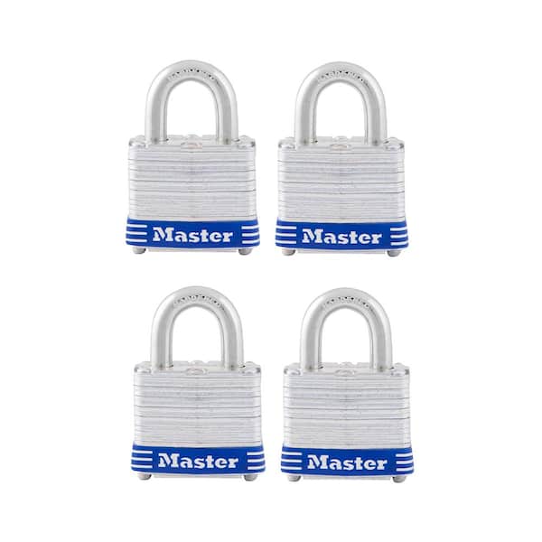 Master Lock Outdoor Padlock with Key, 1-9/16 in. Wide, 4 Pack