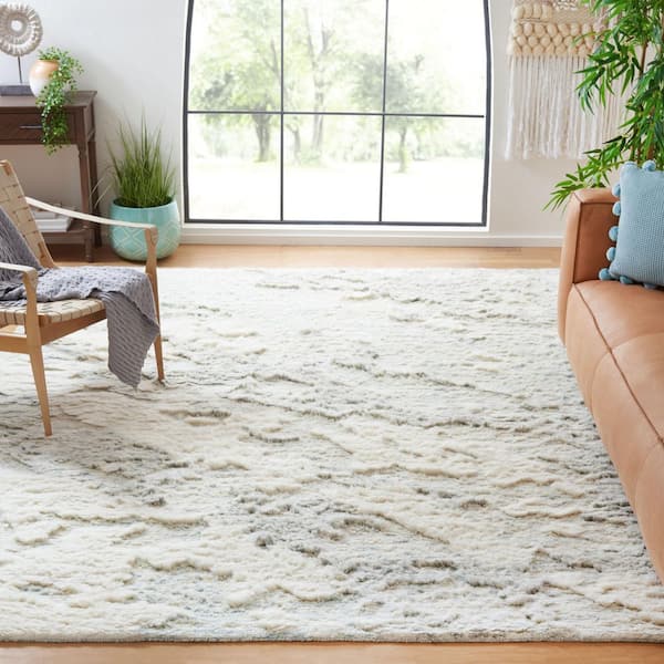 Tribeca 10 ft. x 14 ft. Gray/Ivory Marble High-Low Area Rug