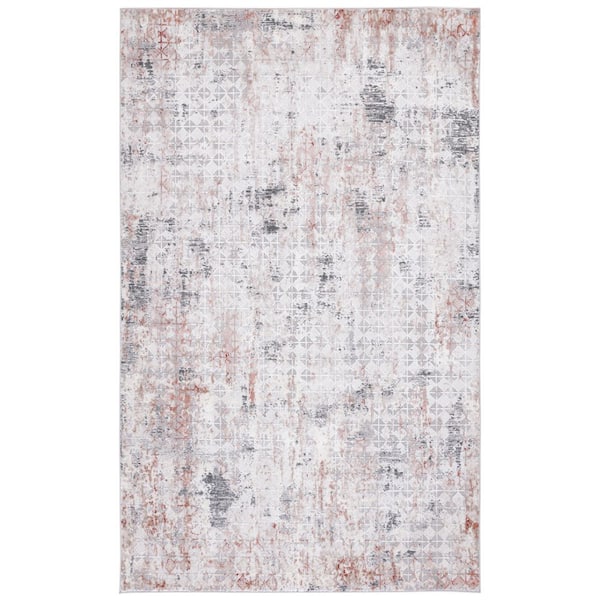 Distressed Cream Rust Rug SAFAVIEH Vogue 5 ft. x 8 ft. Rust/Gray Distressed Tile Area Rug VGE154P ...