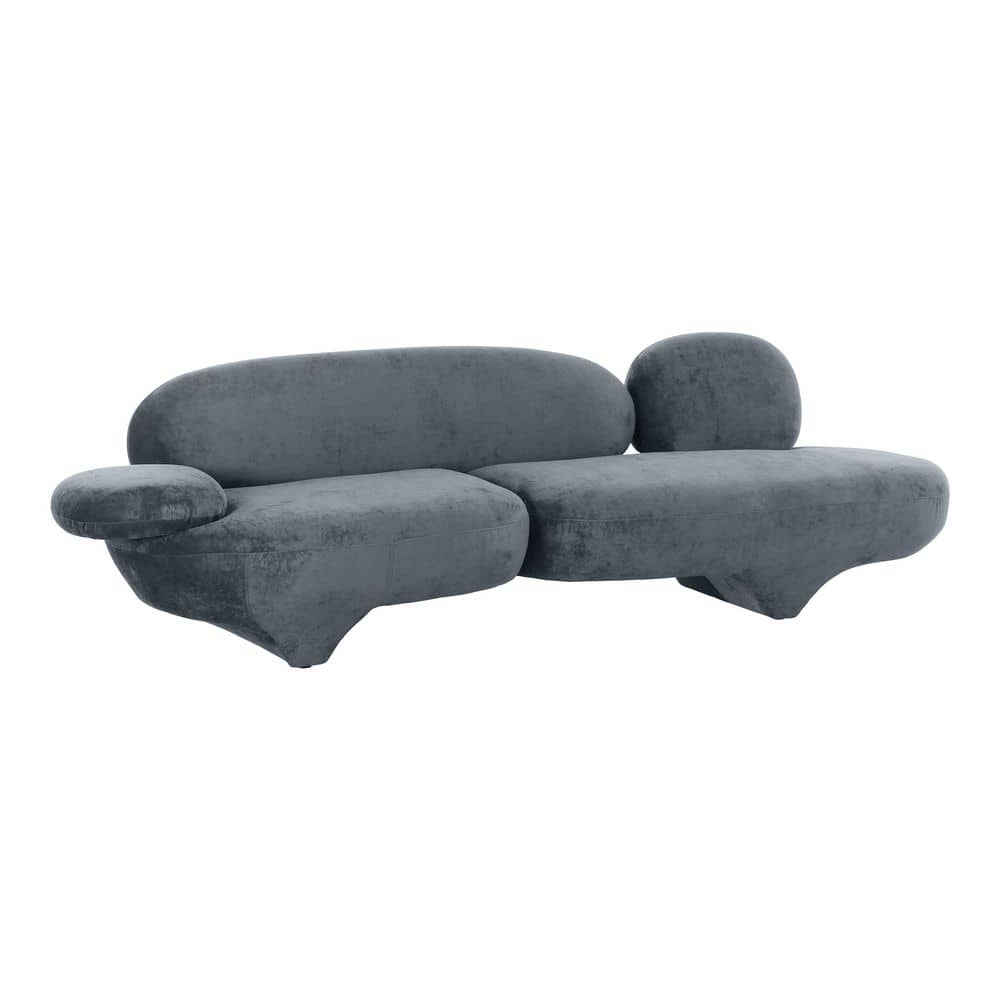 ZUO Oblak 103.9 in. W Straight Arm Velvet Modern Sofa in Storm