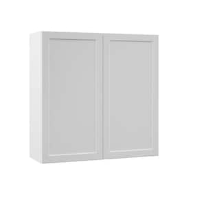 Hampton Bay Designer Series Melvern Assembled 36x30x12 in. Wall Open Shelf Kitchen Cabinet in White