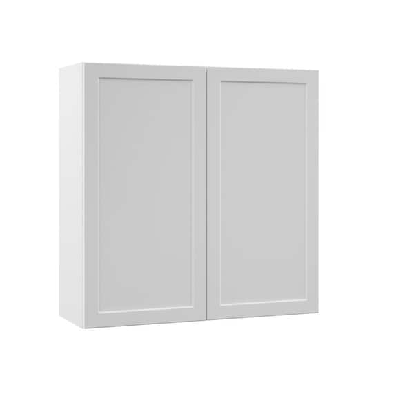 Hampton Bay Designer Series Melvern Assembled 36x30x12 in. Wall Open Shelf Kitchen Cabinet in White