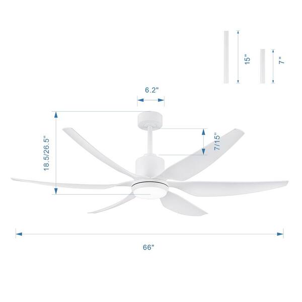 Breezary Aurora 66 in. Integrated LED Indoor White Ceiling Fans 