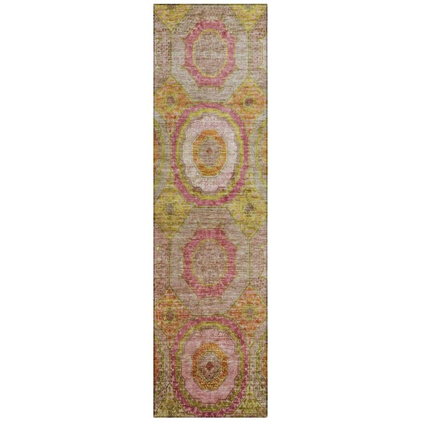 Chantille Machine Washable Indoor/Outdoor Abstract ACN2049 Orange 2 ft. 3 in. x 7 ft. 6 in. Runner Rug