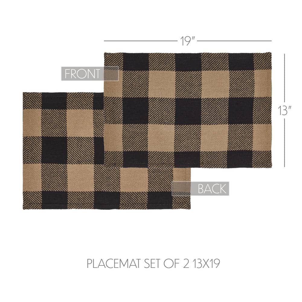Country Black and Tan Check Cotton Fall Placemat Set