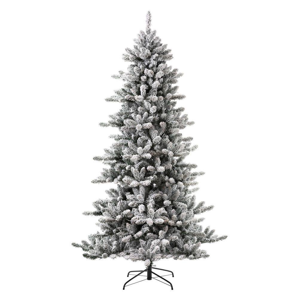 7.5ft Snow Flocked Fir Christmas Tree with Warm White Lights