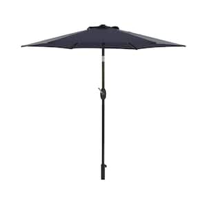 7.5 ft. Navy Blue Outdoor Patio Umbrella Flip Market Umbrella with Crank and LED Light.