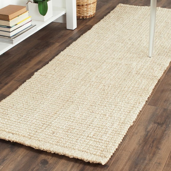 Natural Fiber Ivory 2 ft. x 21 ft. Solid Runner Rug