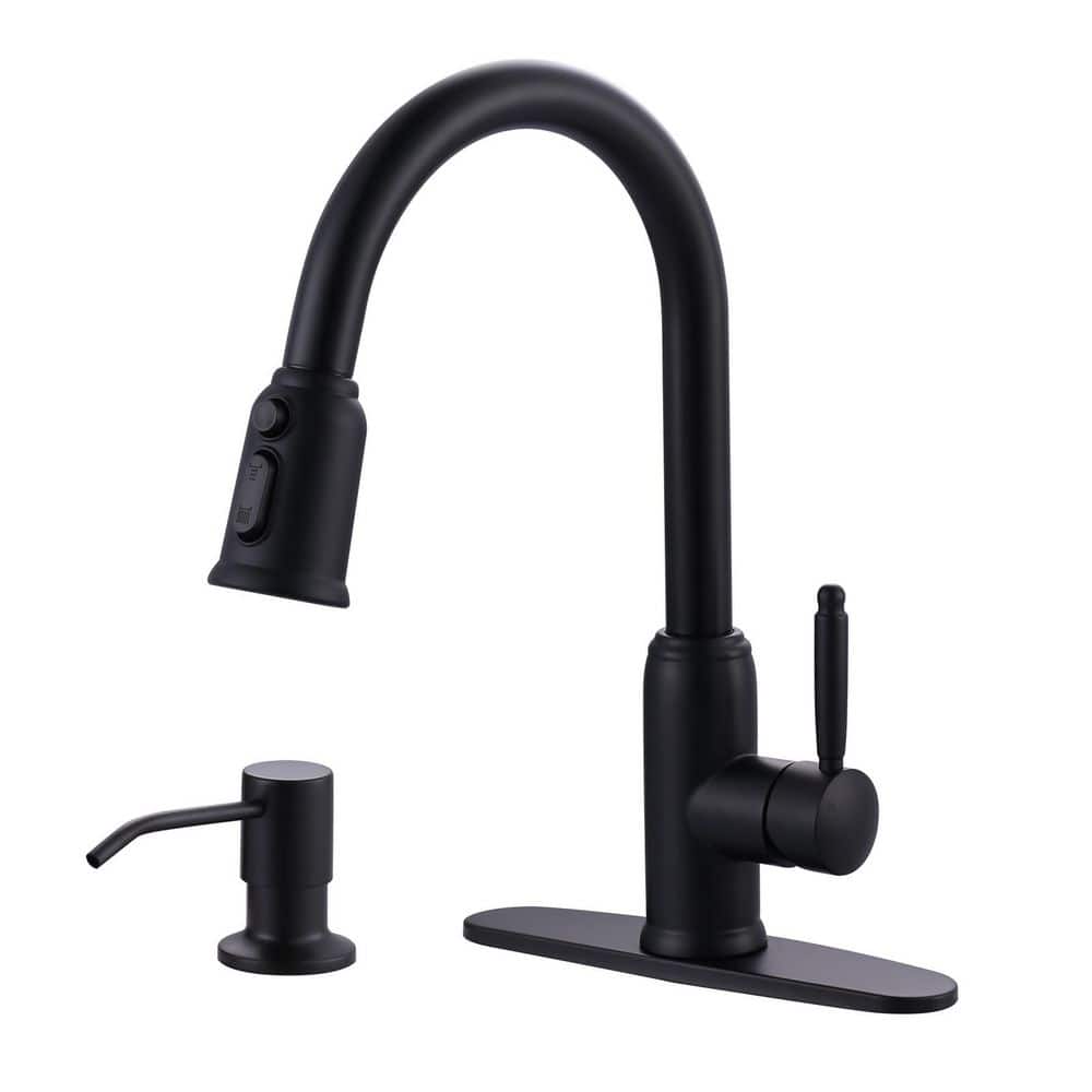 15.4 in.H Single Handle Pull Down Sprayer Kitchen Faucet With Soap Dispenser and 360° Swivel in Brushed Nickel price history on PriceWatchPro