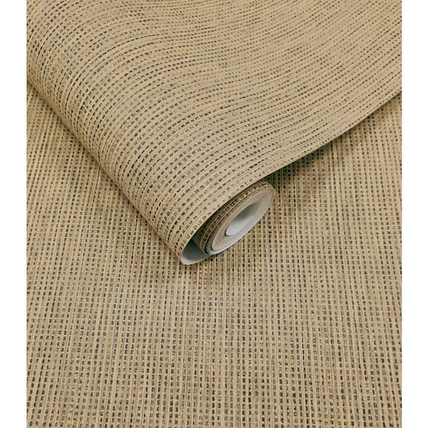 Beige Black Woven Luxe Textured Wallpaper Print Non-Woven Non-Pasted Textured Wallpaper 57 sq. ft.