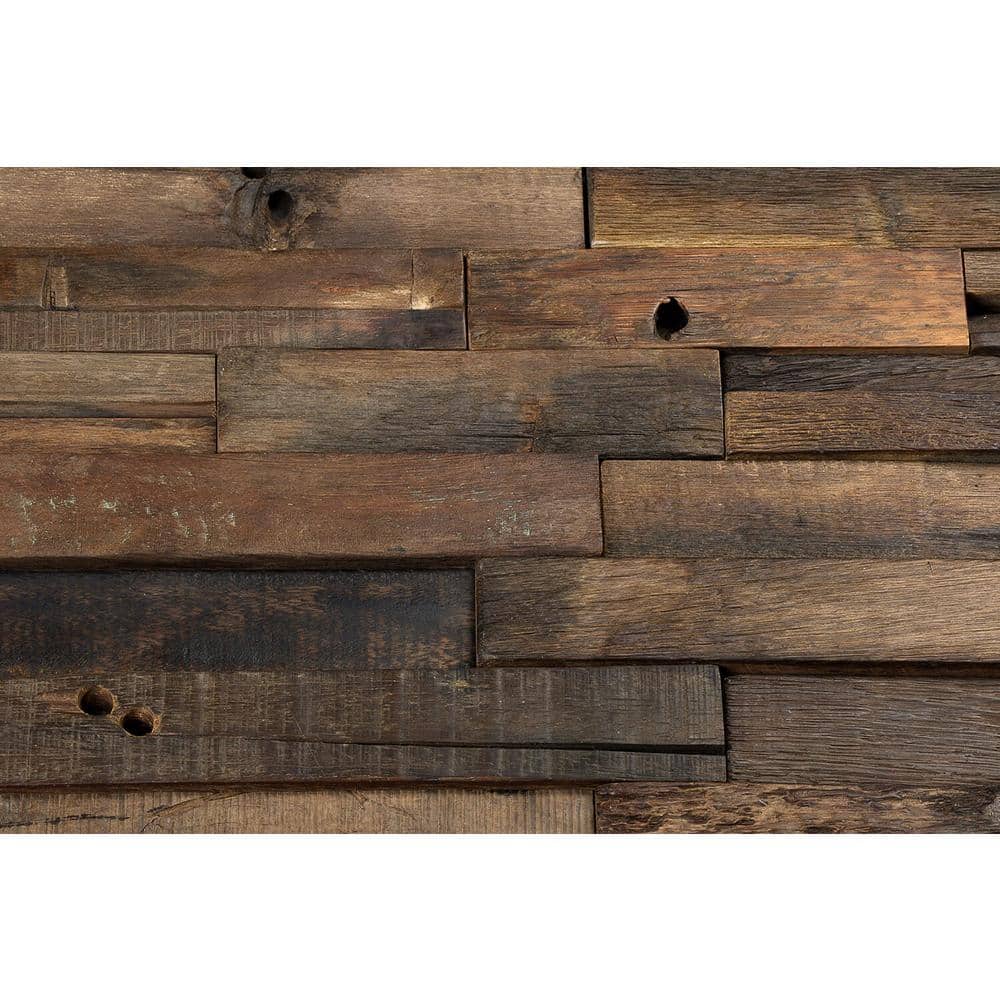 24" x 12" Natural Brown Reclaimed Wood Mosaic Tile