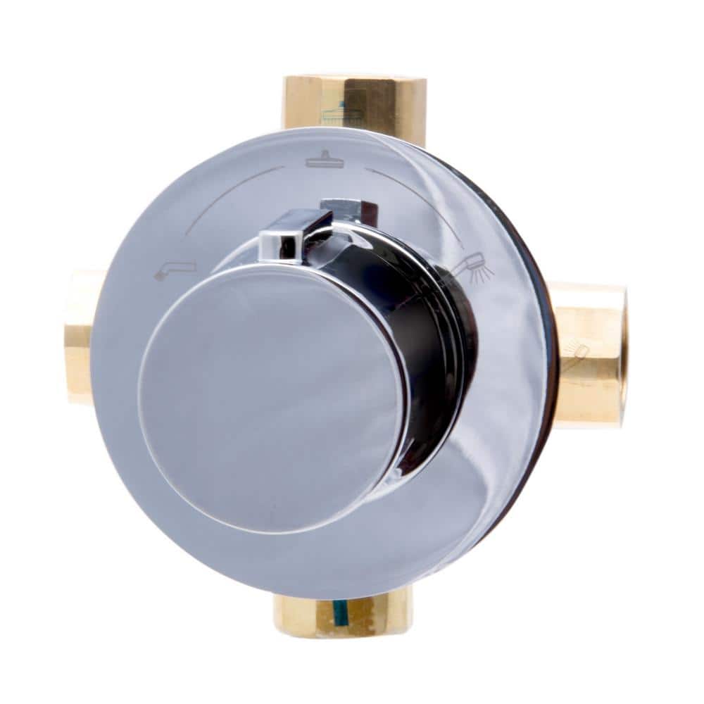 Polished Chrome Wall-Mounted Shower Diverter Knob