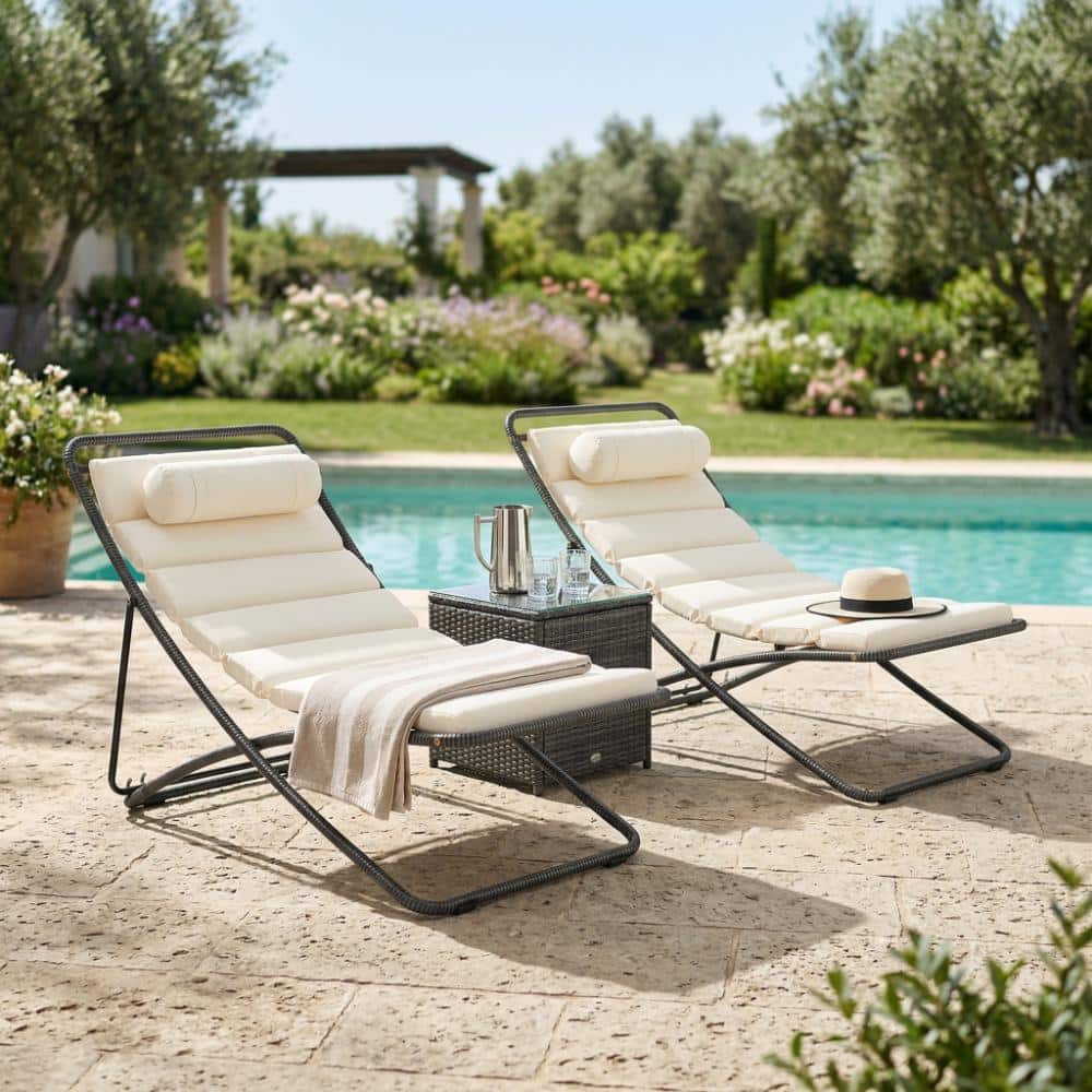 2-Piece Outdoor Folding Chair with Adjustable Backrest and Thick Cushion for the Poolside price history on PriceWatchPro