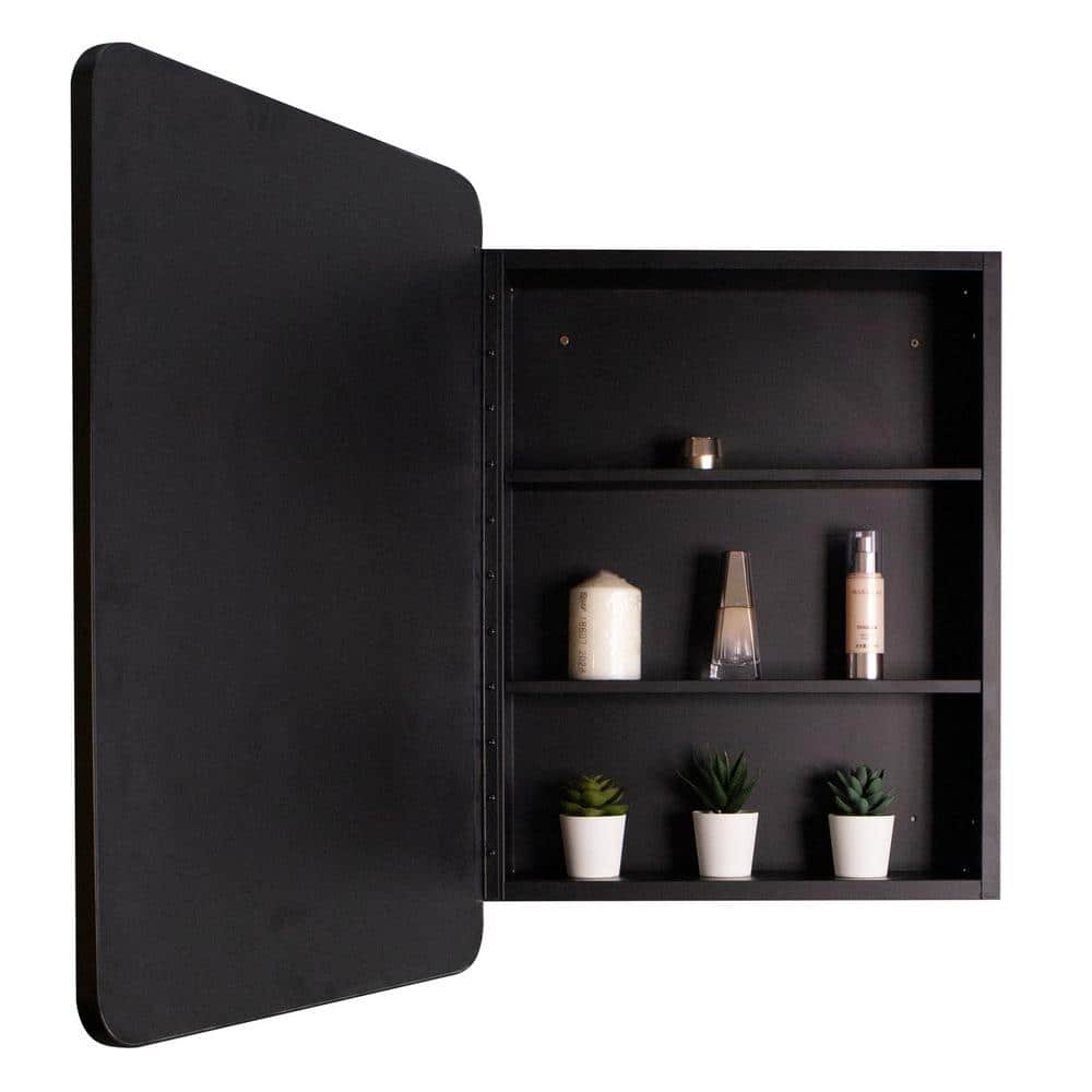 24 in. W x 30 in. H Black Metal Framed Wall Mount Recessed/Surface Mount Ba