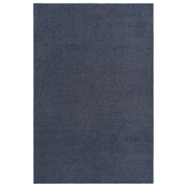 Palmer Plush 4 ft. x 6 ft. Slate Blue Washable Non Slip Solid Color Area Rug