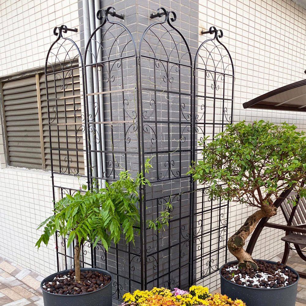 86.7 in. Black Metal Garden Trellis for Climbing Plants Rustproof Outdoor Flower Support (4-Pack) price history on PriceWatchPro