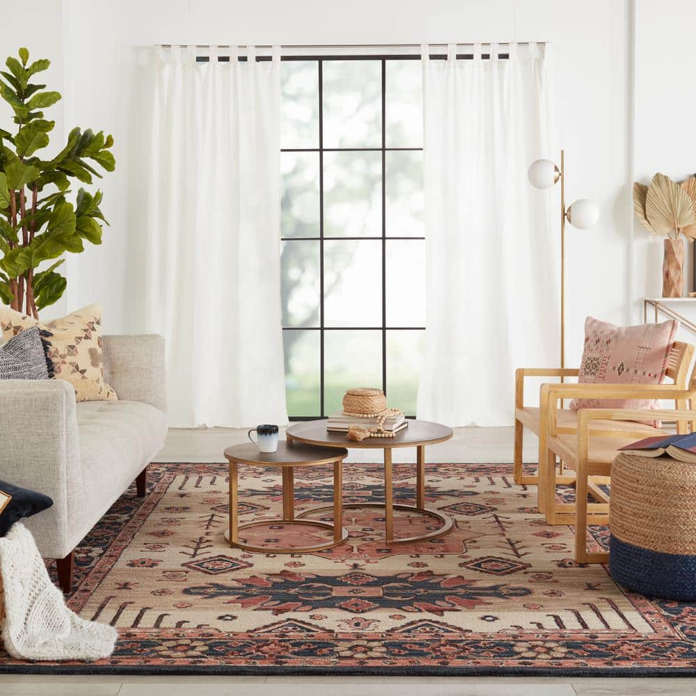 Hand-Tufted Blue and Beige Wool Medallion 8' x 10' Rug