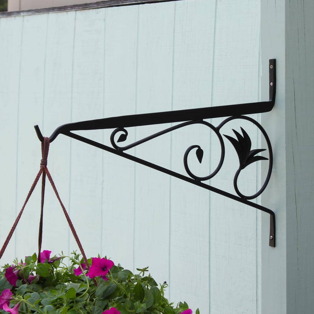 Black Iron Floral Design Morris Bracket, 24"