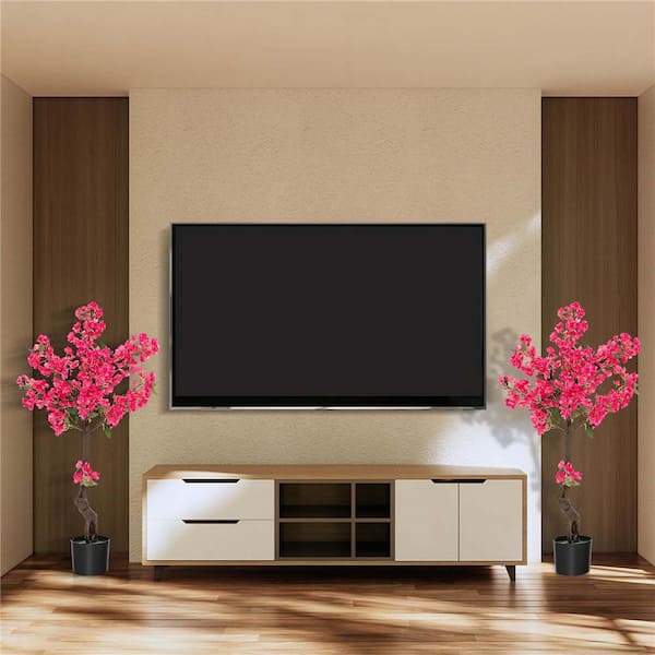 41 in. Height Green Artificial Plum Blossom Tree with 92-Flowers and Realistic Trunk Indoor