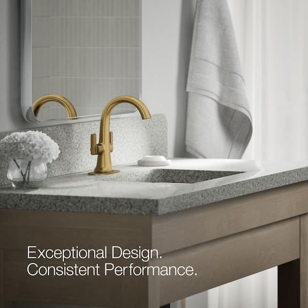 KOHLER Setra Single Hole 2-Handle Monoblock Bathroom Faucet in Vibrant Moderne Brushed Brass