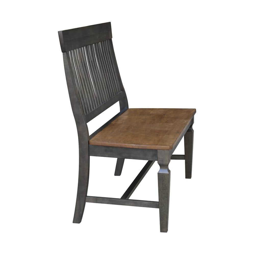 Elegant Vista Slatback Solid Hardwood Bench in Hickory Brown