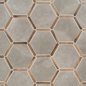 Samara Cemento Gray 8.66 in. x 9.84 in. Matte Porcelain Hexagon Floor and Wall Tile (8.06 Sq. Ft./Case)