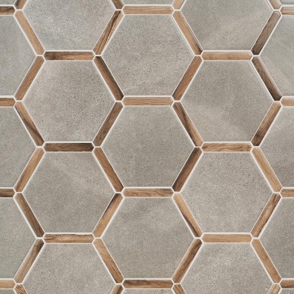 Ivy Hill Tile Samara Cemento Gray 8.66 in. x 9.84 in. Matte Porcelain Hexagon Floor and Wall Tile (8.06 Sq. Ft./Case)