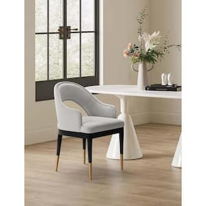 Carrington Modern Light Grey Velvet Upholstered Dining Armchair