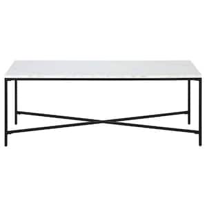 Henley 47.63 in. Blackened Bronze Rectangular MDF Coffee Table with Faux Marble Top