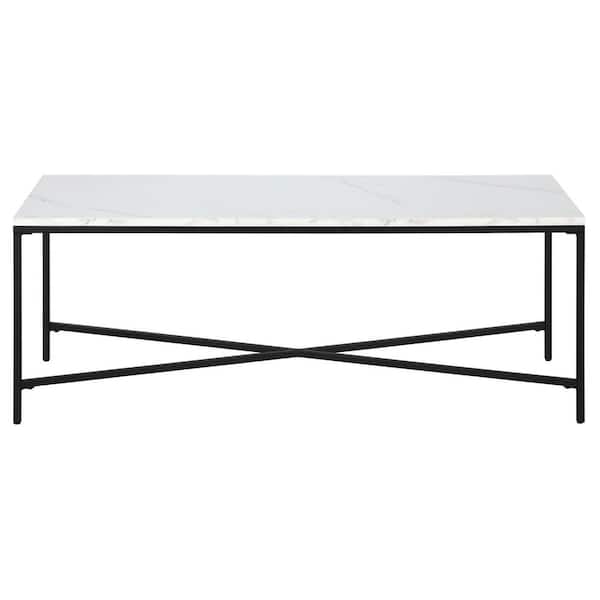 Meyer&Cross Henley 47.63 in. Blackened Bronze Rectangular MDF Coffee Table with Faux Marble Top