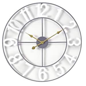 24 in. Modern Big Wall Clock Decorative Battery-Operated Analog for Living Room, Bedroom, Kitchen and Office, White