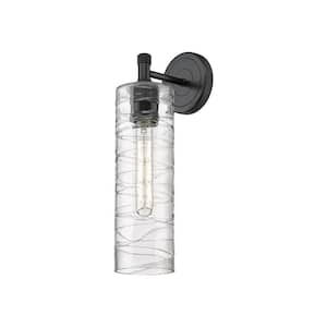 Crown Point 3.88 in. 1-Light Matte Black Wall Sconce with Glass Shade