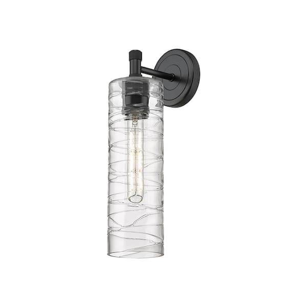 Innovations Crown Point 3.88 in. 1-Light Matte Black Wall Sconce with Glass Shade