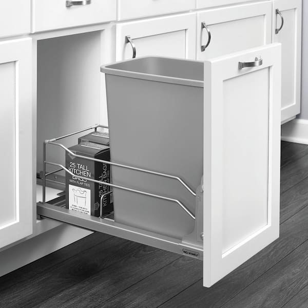 Rev-A-Shelf Single Pull Out 35 Qt Trash Can for Kitchen Cabinets