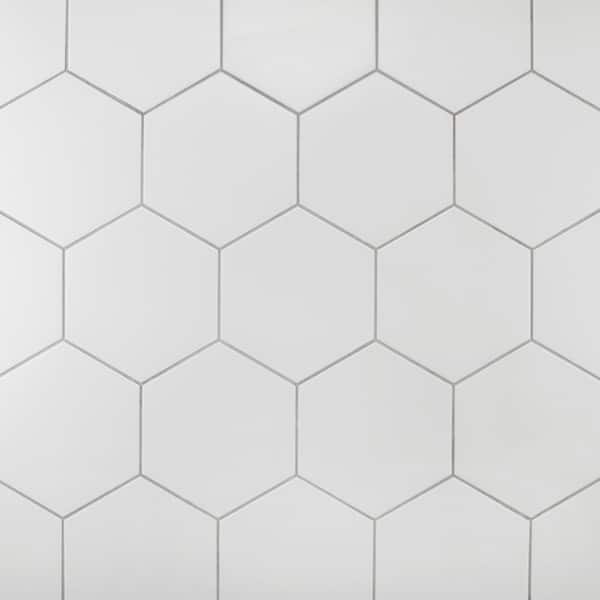 Merola Tile Textile Basic Hex White 8-5/8 in. x 9-7/8 in. Porcelain Floor and Wall Tile (11.5 sq. ft./Case)