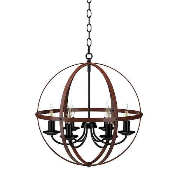 6-Light Orb Pendant Light Rustic Vintage Ceiling Lamp