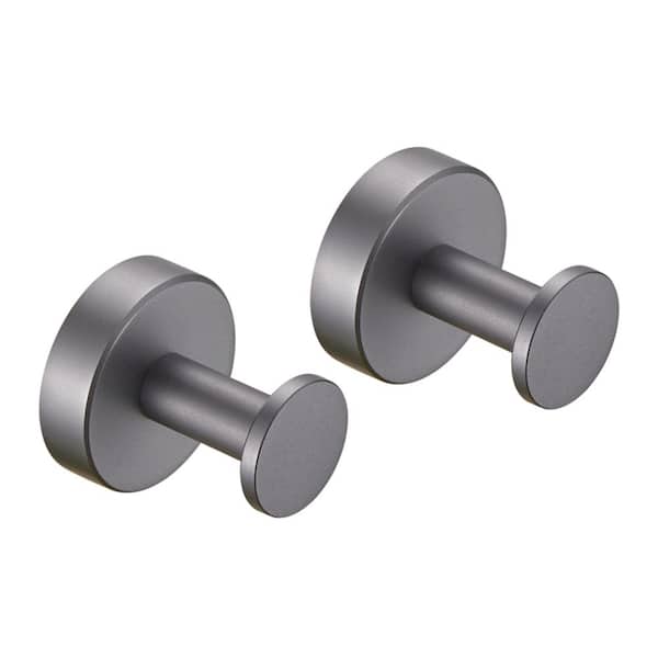 UPIKER Round knob Bathroom Robe/Towel Hook in Gun Grey (2-Pack)