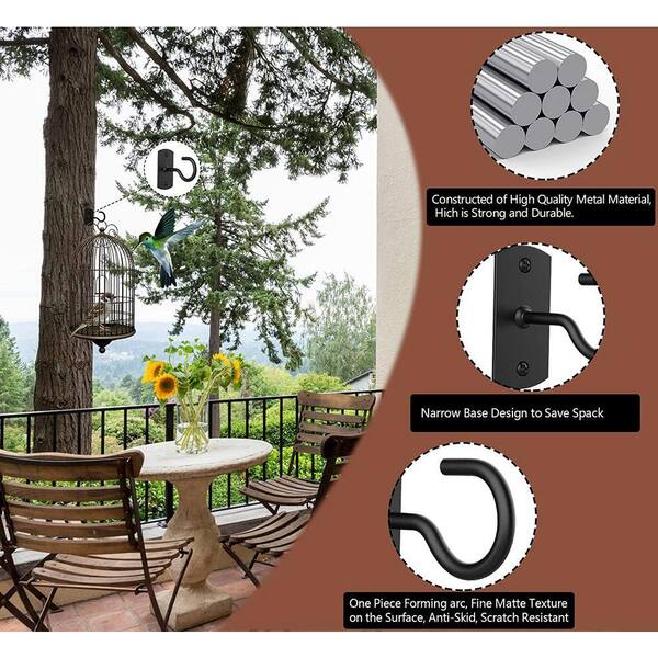 20 Pack Black Metal S Hooks - 5 Inch Plant Hangers For Hanging Baskets