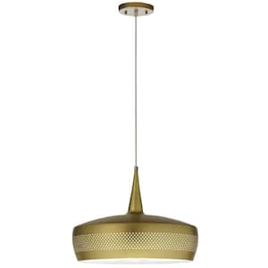 Pixie 1-Light Aged Brass Shaded Pendant Light with Aged Brass Metal Shade