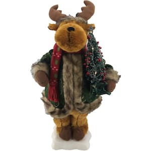 24 in. Christmas Reindeer Figurine with Lighted Pine Tree and Music