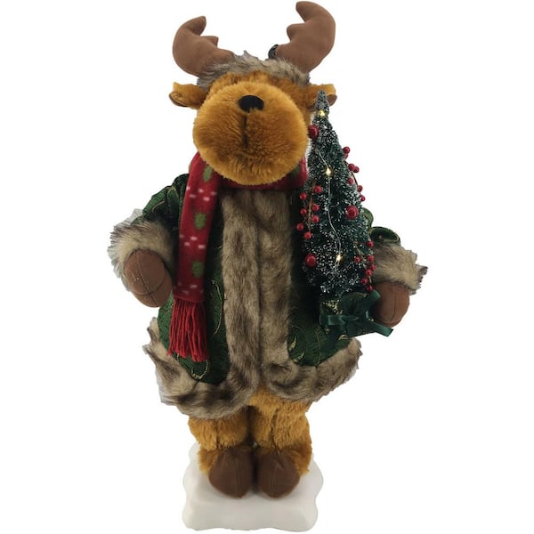 Fraser Hill Farm 24 in. Christmas Reindeer Figurine with Lighted Pine Tree and Music
