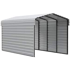 10 ft. W x 20 ft. D x 9 ft. H Eggshell Galvanized Steel Carport with 2-sided Enclosure