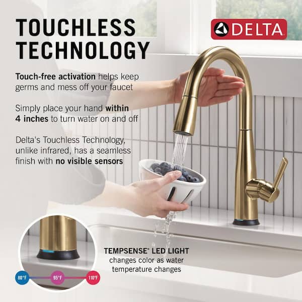 Essa Gold Touch/Touchless Champagne Bronze 16 in. H Pull Down Sprayer Kitchen Faucet with 360 Degree Spout Swivel